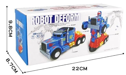 Transforming Track Robot Car for Kids Deform Car 2-in-1 Toy with Bump & Go Action, 3D Lights, Music