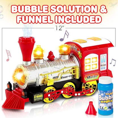 Bubble Train for Kids Toys with Bump & Go Motion, Fire Engine Toy with Light and Sound