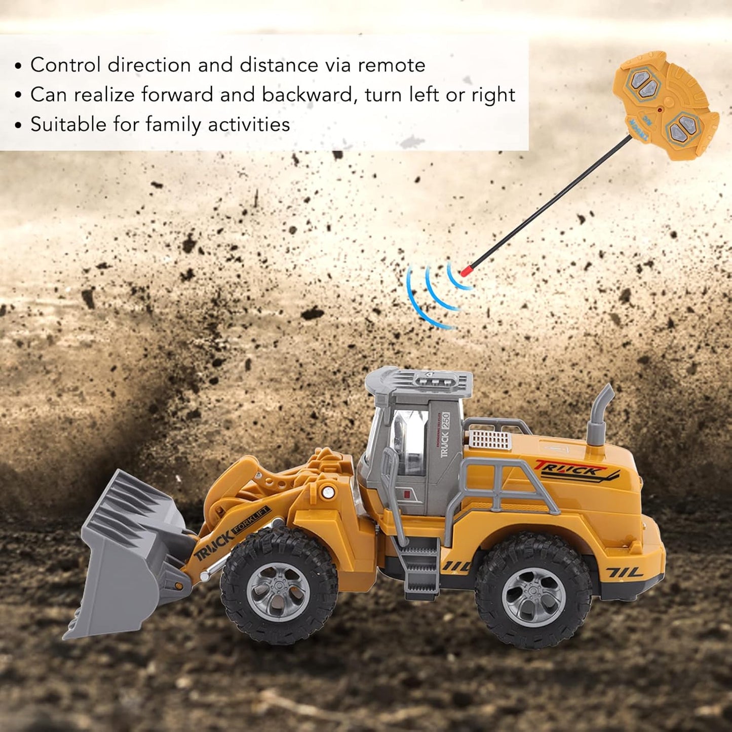 RC Construction Truck Kids Toy Engineering Excavator Track, Remote Control with Light Christmas Birthday Gift