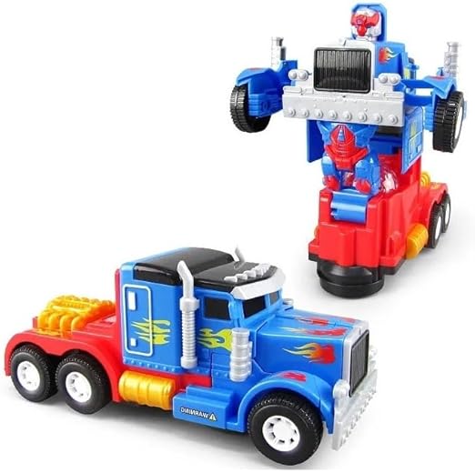 Transforming Track Robot Car for Kids Deform Car 2-in-1 Toy with Bump & Go Action, 3D Lights, Music