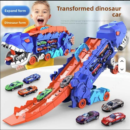 Large Dinosaur Truck with 2 Pieces Metal Car Race Truck Transforming into Standing T-rex