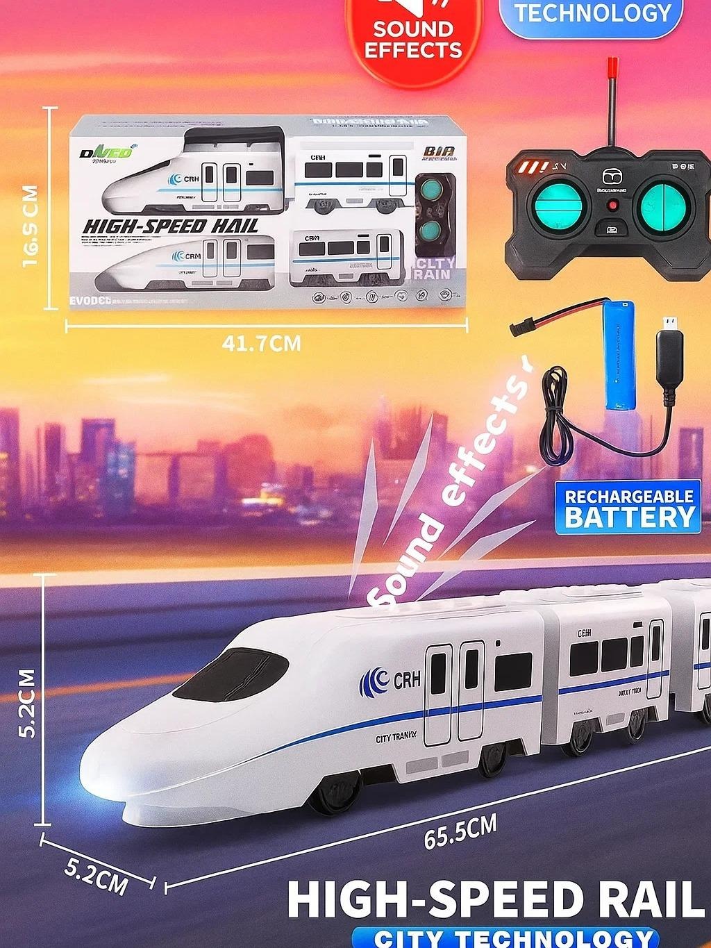 Electric RC Train Roller Coaster 4 Sets Rechargeable Power Train Toy Kids Train Toy with light and sound