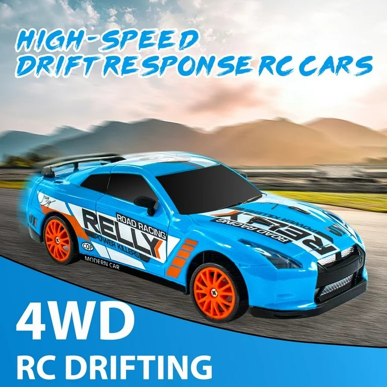 RC Drift Car 2.4GHz 1:24 Scale 4WD 15KM/H Remote Control Car High Speed Model Vehicle LED Lights